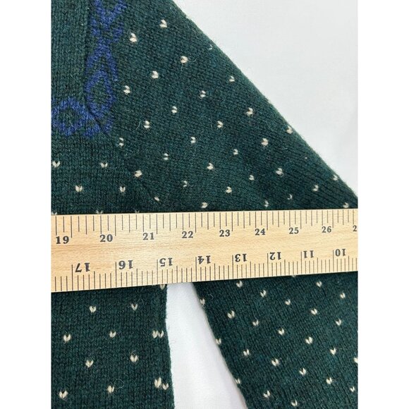 Vintage Polo by Ralph Lauren Men's Large 100% Wool Winter Sweater Green/Cream - Picture 4 of 10